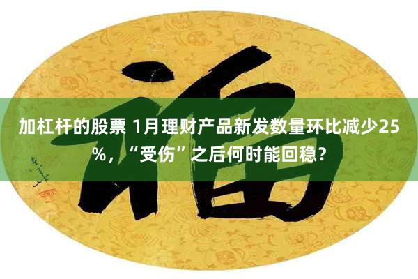 加杠杆的股票 1月理财产品新发数量环比减少25%，“受伤”之后何时能回稳？