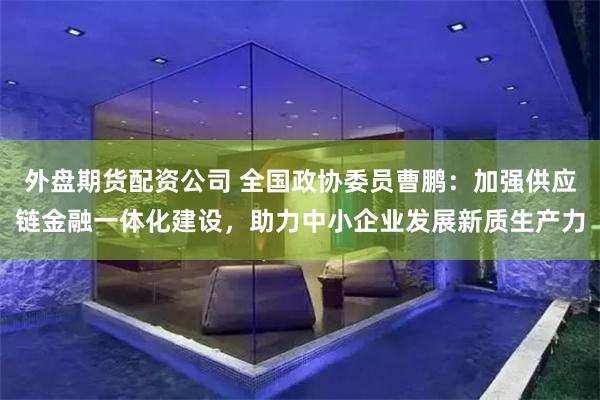 外盘期货配资公司 全国政协委员曹鹏：加强供应链金融一体化建设，助力中小企业发展新质生产力